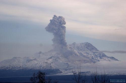 На Камчатке самый высокий вулкан Евразии выбросил пепел на высоту 8 километров