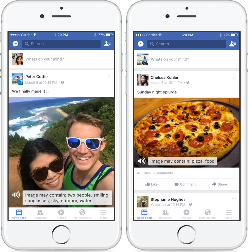 Социальная сеть Facebook несомненно поможет слепым пользователям «увидеть» фотографии при помощи искусственного интеллекта