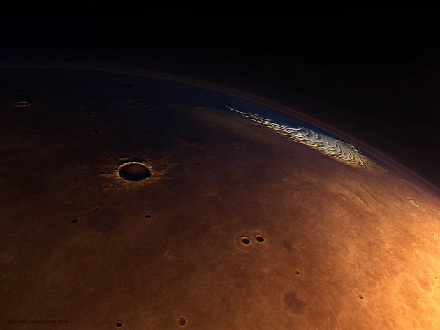 Ученые обнаружили замороженную воду под поверхностью Марса