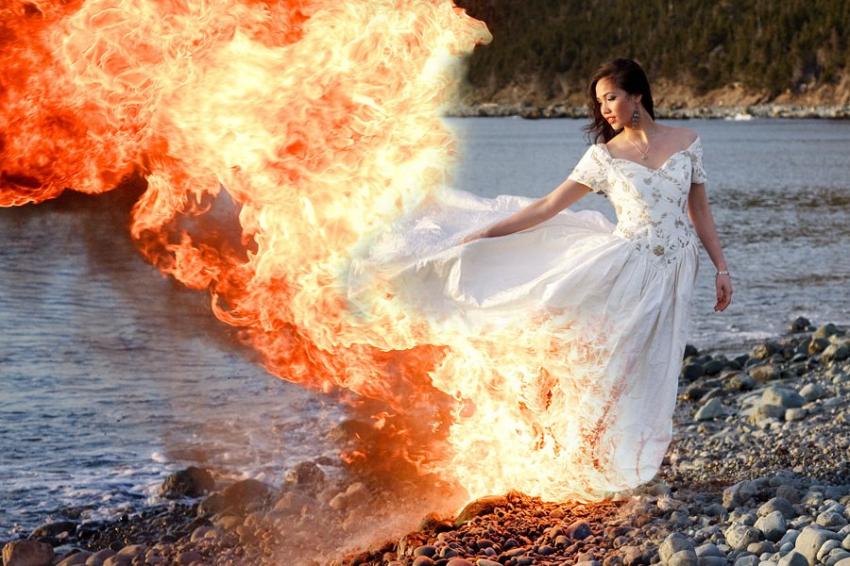 В «Поднебесной» невеста подожгла одеяние ради эффектного фото