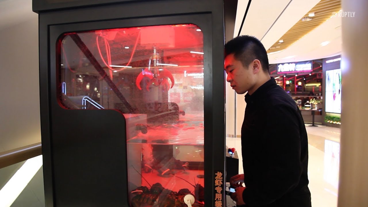 Игровой автомат с омарами в Китае