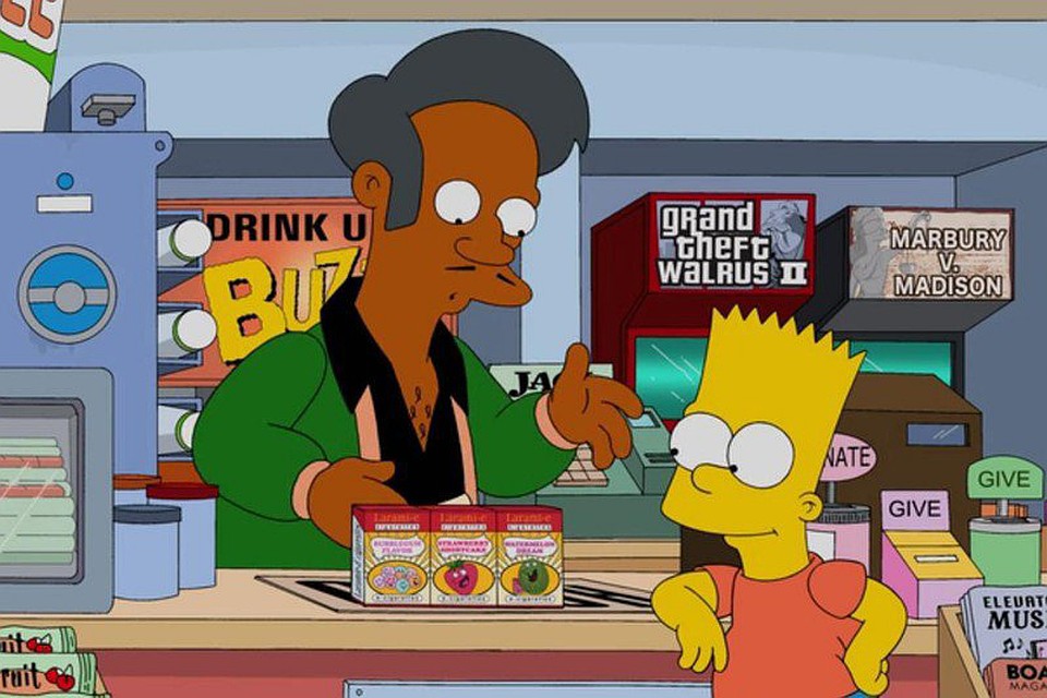 Из культового сериала «Симпсоны» вырежут смуглого индийского продавца по имени Апу